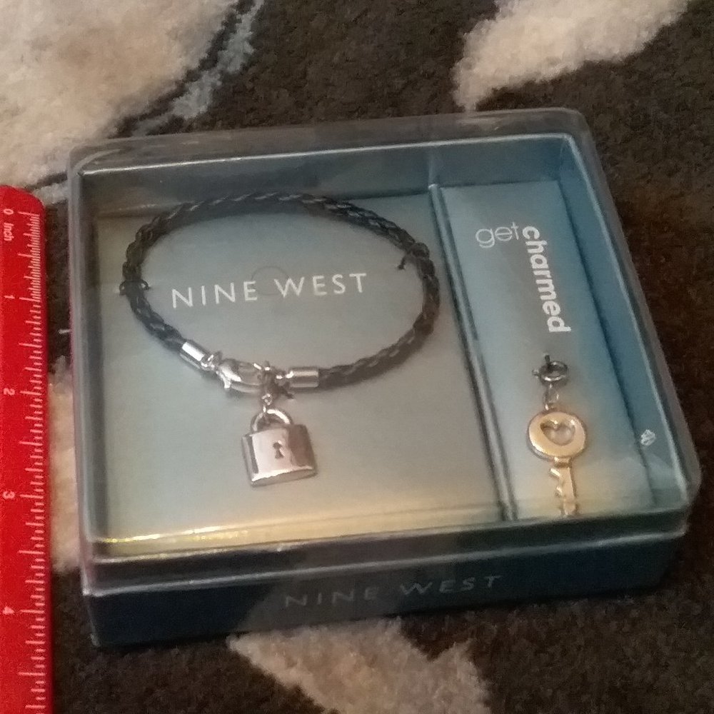 Nine West Black Charm Bracelet with Lock and Key Charms